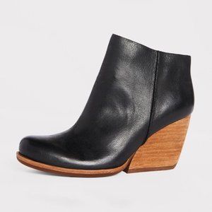 Kork-Ease Natalya Wedge Ankle Bootie Black Leather